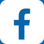 The Facebook logo with DA-Desk colours (blue and white)
